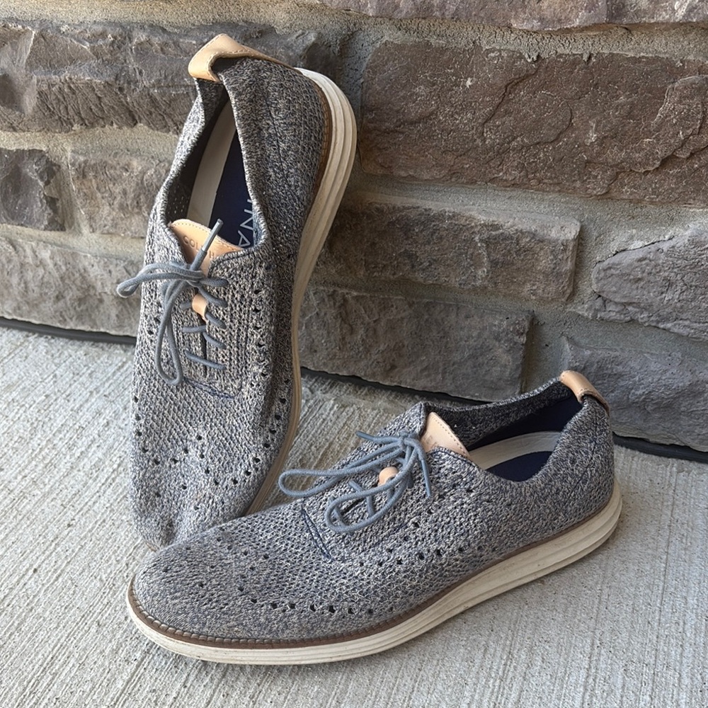 Cole Haan Men's Tan and Gray Knit Oxfords